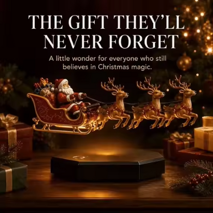 Santa's Flying Sleigh - Magnetic Levitation Floating Christmas Display with Warm LED Glow