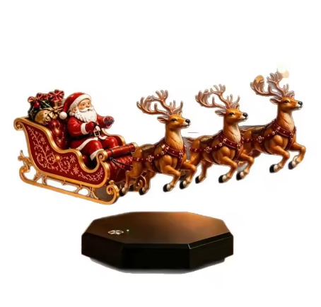 Santa's Flying Sleigh - Magnetic Levitation Floating Christmas Display with Warm LED Glow